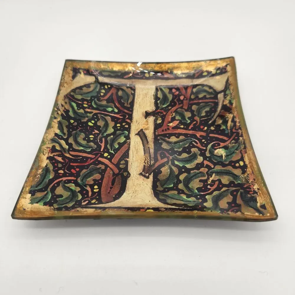 Square Reverse Decoupage Fused Plate 